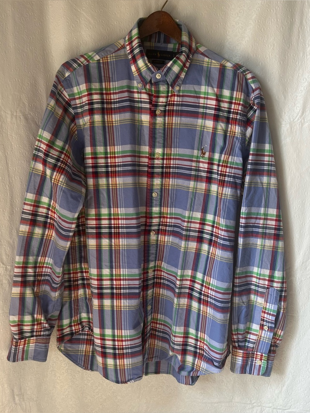 Polo RALPH LAUREN Blue Tartan Plaid Button Down Long Sleeve Shirt Size L